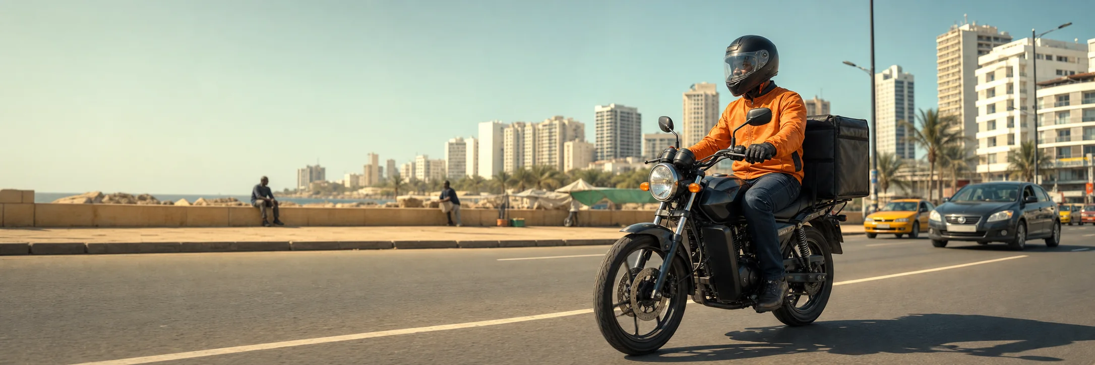 Courier making a delivery with SunuBiz Livreur