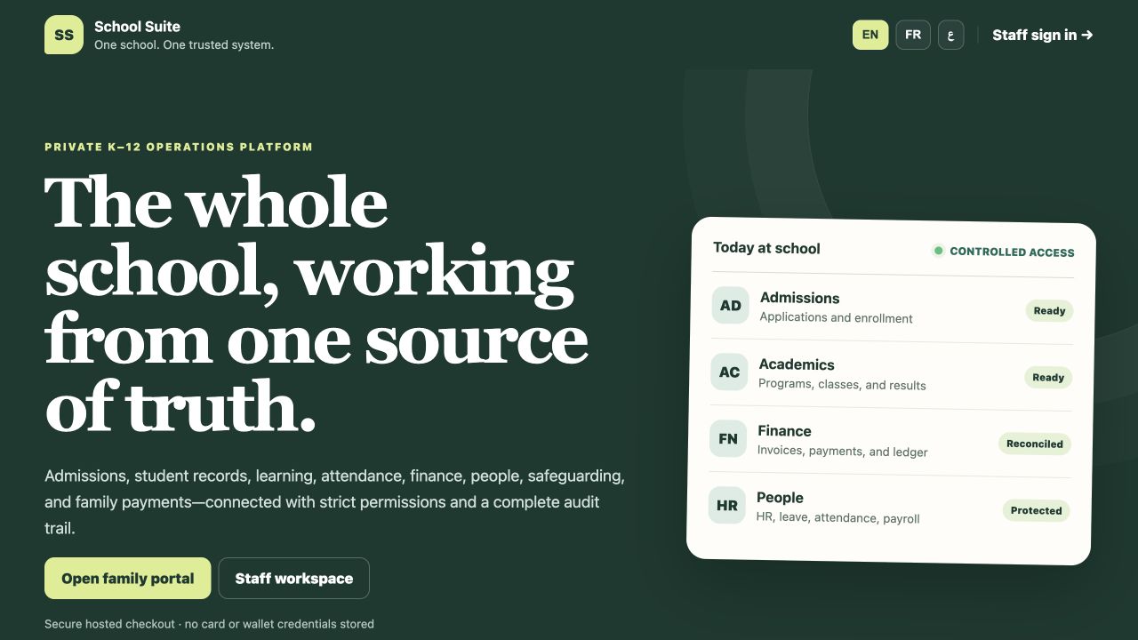SunuSchool role-aware home dashboard