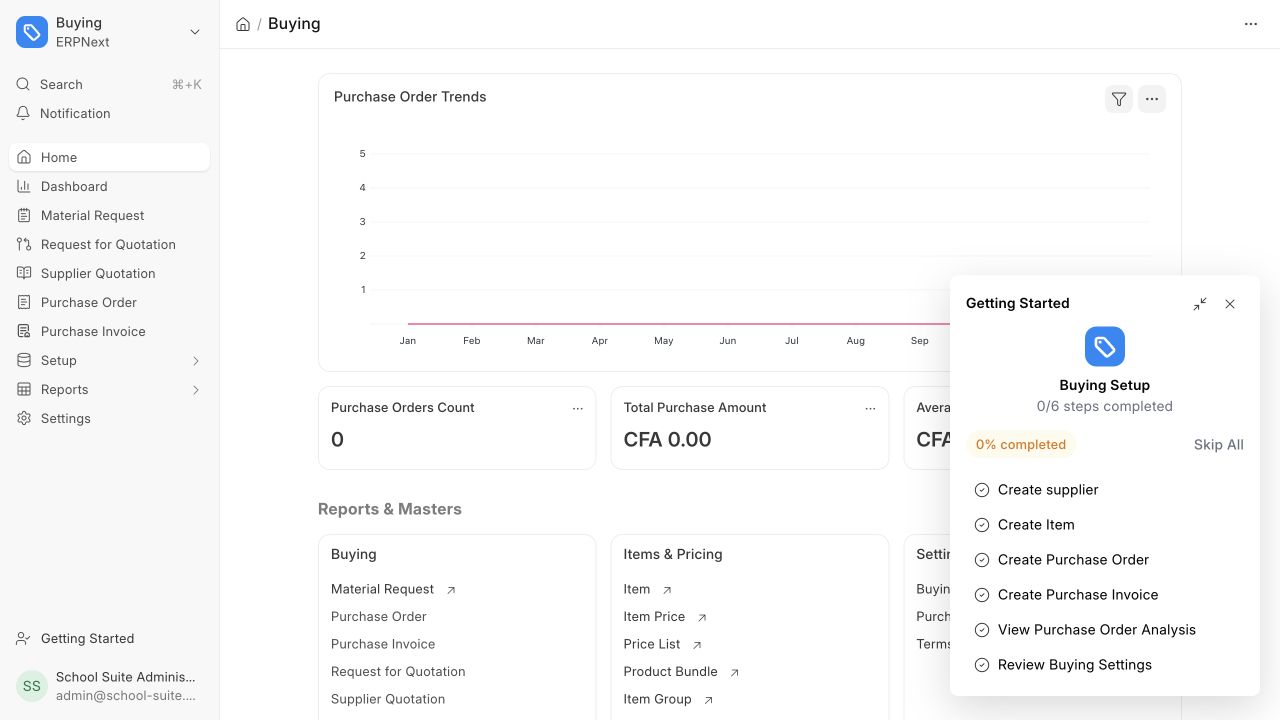 SunuSchool procurement workspace